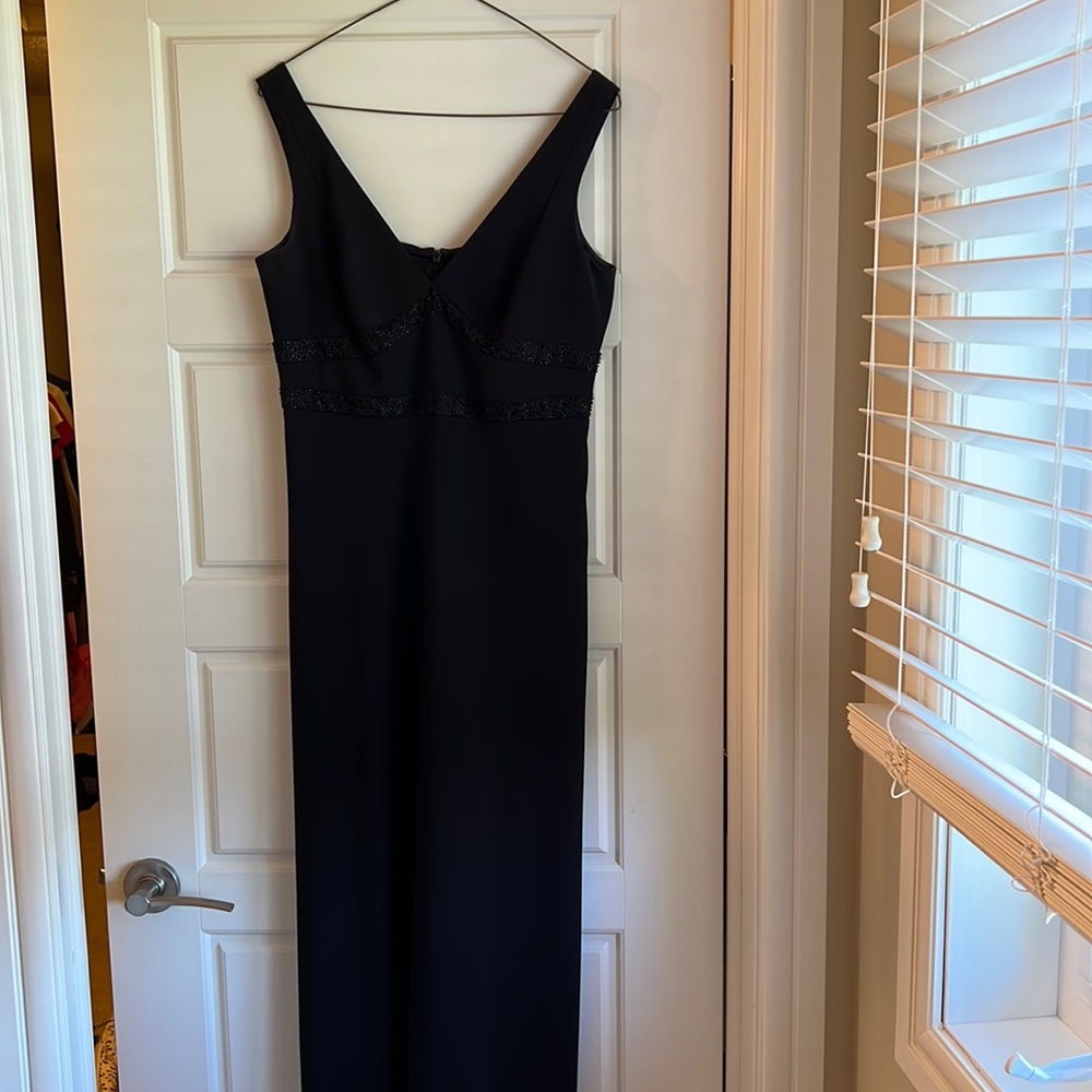 Black Long formal beaded dress 10